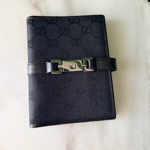 Gucci Black Monogram Canvas Agenda with COA